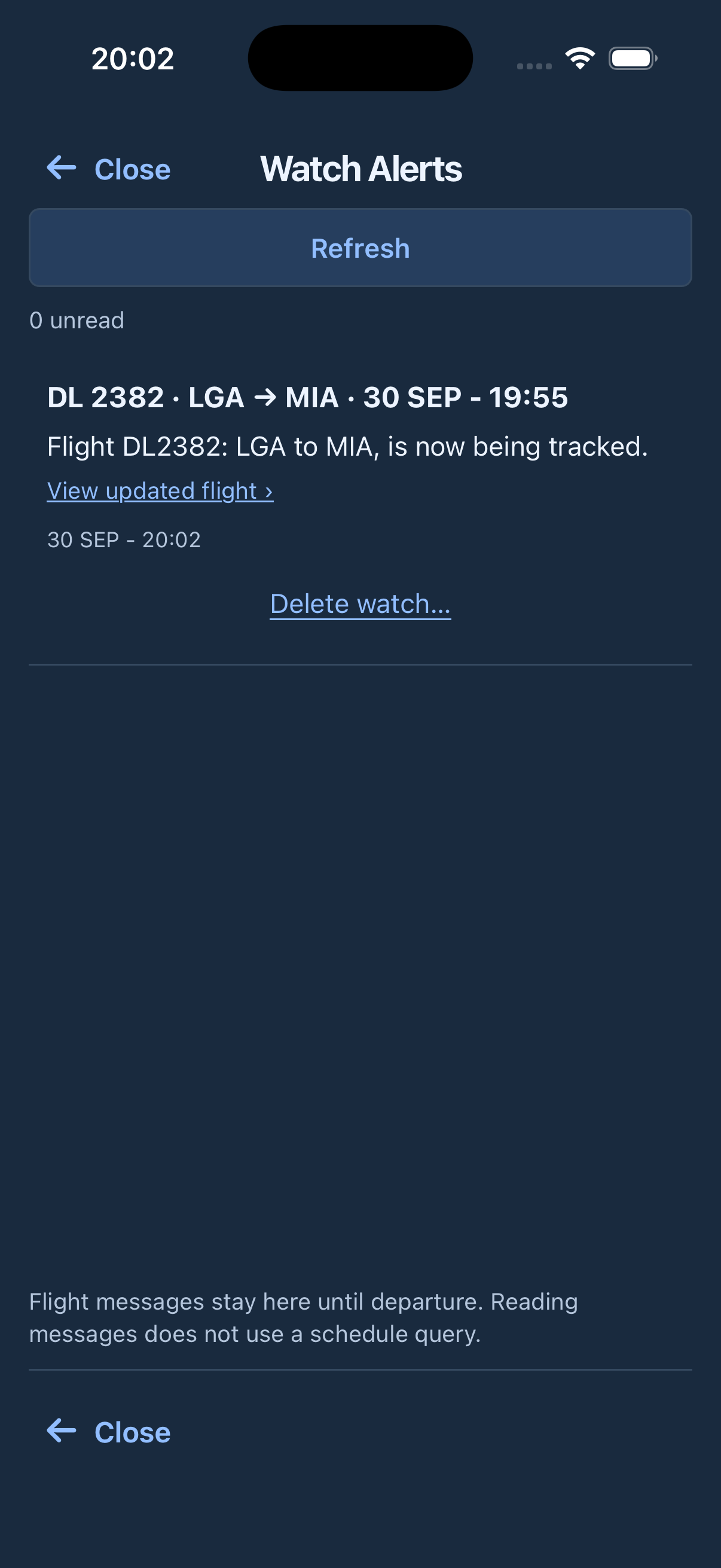 Commuter Pal flight watch alerts